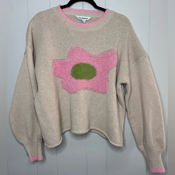 NWOT DAVI & DANI Oversized Textured Knit Daisy Sweater Womens Small - Picture 2 of 11